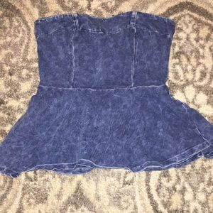 cute little peplum acid wash “denmin” print